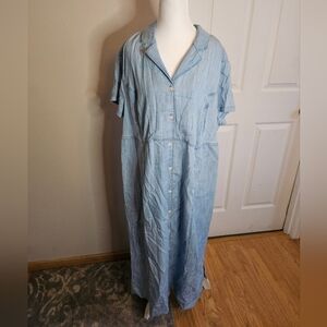 J Jill Denim Full Length Button up Dress Size XL New with Tags